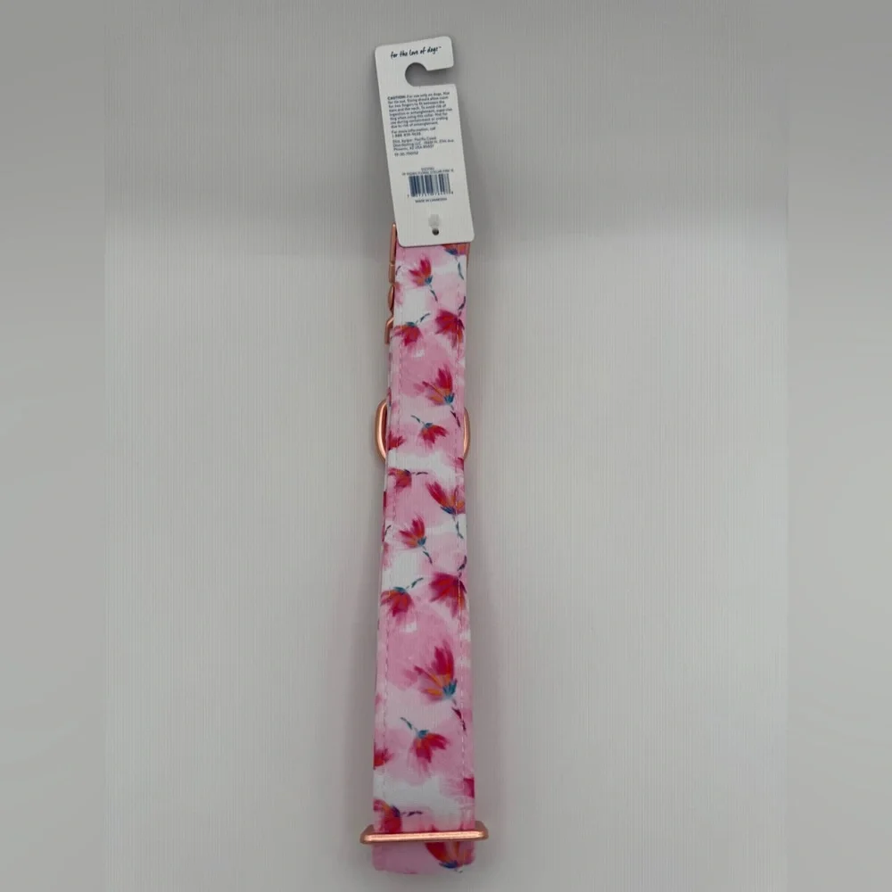 Top Paw Pink and Red Floral Dog Collar, XLarge